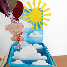 Load image into Gallery viewer, Balloons and teddy bear rainbow box card
