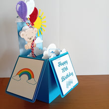 Load image into Gallery viewer, Balloons and teddy bear rainbow box card
