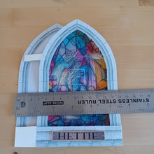 Load image into Gallery viewer, Stained glass window Dragon Bookstack
