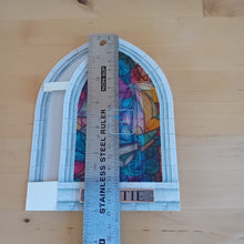 Load image into Gallery viewer, Stained glass window Dragon Bookstack
