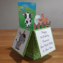 Load image into Gallery viewer, pop up box card with farm animals
