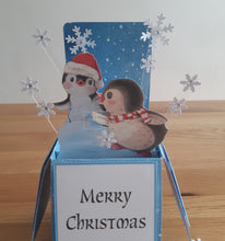 Load image into Gallery viewer, Cute penguin Christmas pop up box card
