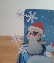 Load image into Gallery viewer, Cute penguin Christmas pop up box card
