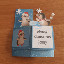 Load image into Gallery viewer, Cute penguin Christmas pop up box card
