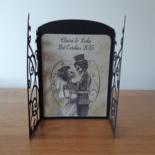 Load image into Gallery viewer, Gothic skeleton wedding couple ornate gatefold card
