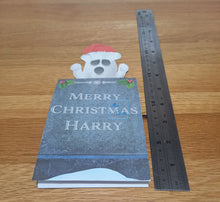 Load image into Gallery viewer, Christmas ghost and gravestone pop out card
