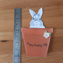 Load image into Gallery viewer, Rabbit bunny in a flower pot pop out card
