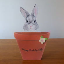 Load image into Gallery viewer, Rabbit bunny in a flower pot pop out card
