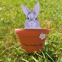 Load image into Gallery viewer, Rabbit bunny in a flower pot pop out card
