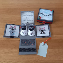 Load image into Gallery viewer, Gothic bat, skull or ghost baby shoes exploding box card
