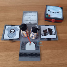 Load image into Gallery viewer, Gothic bat, skull or ghost baby shoes exploding box card
