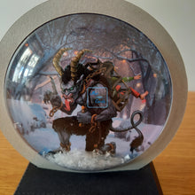 Load image into Gallery viewer, Krampus Christmas snowglobe card
