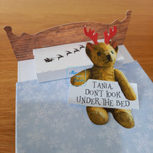 Load image into Gallery viewer, Christmas Monster under the bed pop up box card
