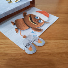 Load image into Gallery viewer, Christmas Monster under the bed pop up box card
