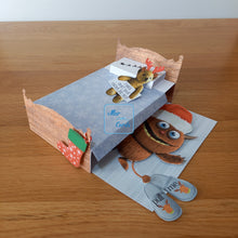 Load image into Gallery viewer, Christmas Monster under the bed pop up box card
