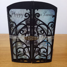 Load image into Gallery viewer, Skull rock &amp; roll snowman gatefold card
