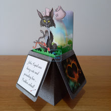 Load image into Gallery viewer, Funny, bad taste anti Valentine&#39;s cat &amp; cupid pop up box card
