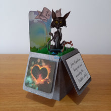 Load image into Gallery viewer, Funny, bad taste anti Valentine&#39;s cat &amp; cupid pop up box card
