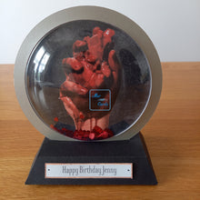 Load image into Gallery viewer, Personalised gory heart snowglobe
