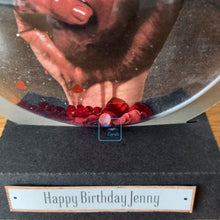 Load image into Gallery viewer, Personalised gory heart snowglobe

