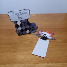Load image into Gallery viewer, Bat and Christmas stocking pop out card
