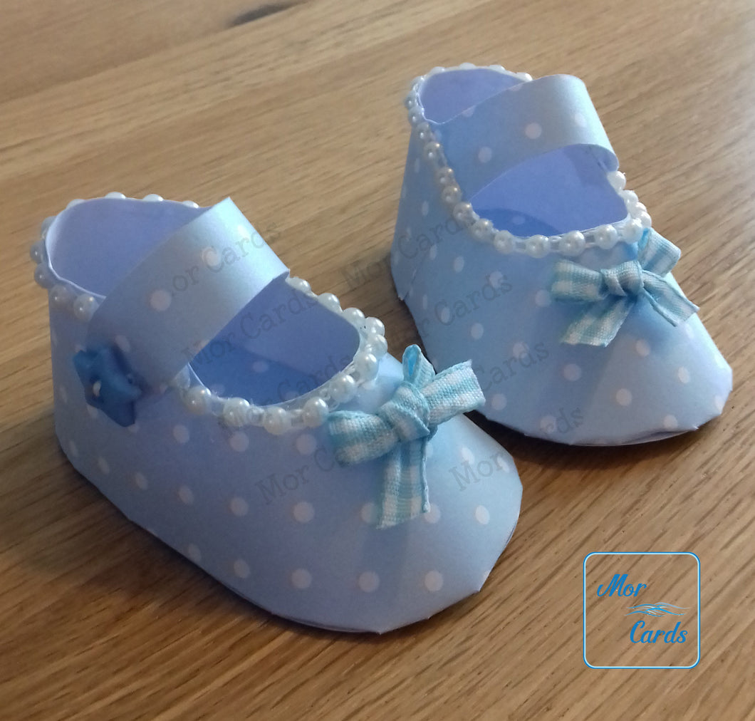 Baby shoes exploding box card for Christening or new baby