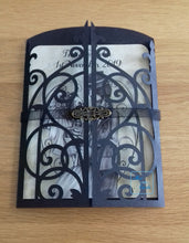 Load image into Gallery viewer, Gothic skeleton wedding couple ornate gatefold card
