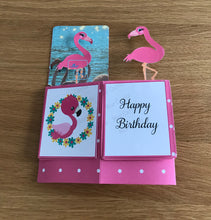 Load image into Gallery viewer, Flamingo pop up box card
