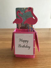 Load image into Gallery viewer, Flamingo pop up box card
