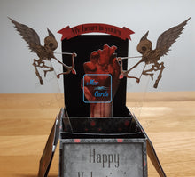 Load image into Gallery viewer, Skeleton cupid and anatomical heart 3d pop up box card

