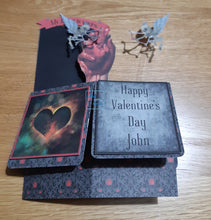 Load image into Gallery viewer, Skeleton cupid and anatomical heart 3d pop up box card
