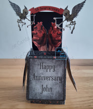 Load image into Gallery viewer, Skeleton cupid and anatomical heart 3d pop up box card

