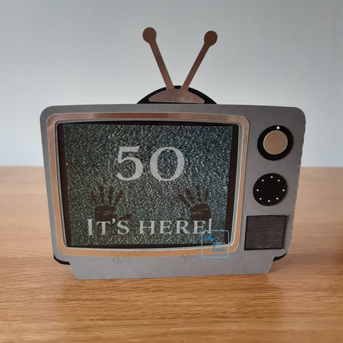 Vintage horror TV set with personalised greeting