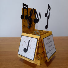 Load image into Gallery viewer, Music note with saxophone pop up box card

