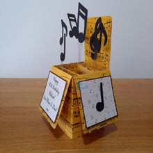 Load image into Gallery viewer, Music note with saxophone pop up box card

